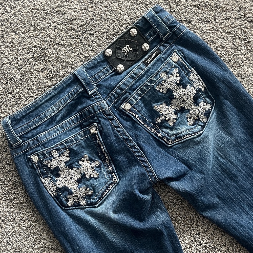 Miss Me Dark Blue Jeans with Silver Accents